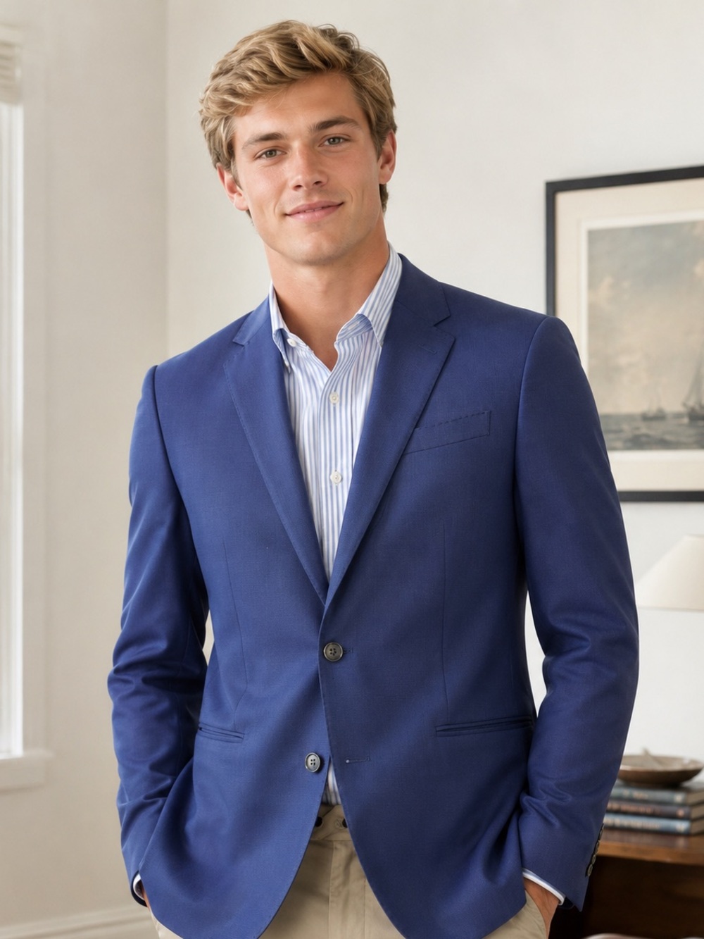jf j.ferrar Blue Two-Button Sport Coat